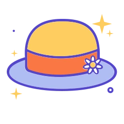 Colorful Decorative Sun Hat with Floral Accent UI Vector icon