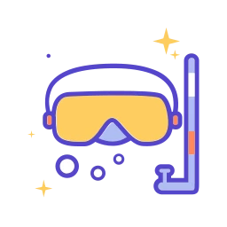 Colorful Diving Mask and Snorkel Underwater Exploration UI Icon icon