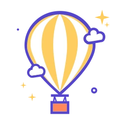 Colorful Hot Air Balloon Travel Adventure Vector Icon icon