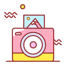 Colorful Modern Instant Camera Printing Photo Landscape Vector Icon icon