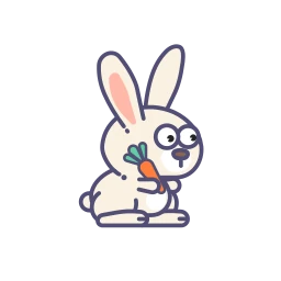 Cute Cartoon Rabbit Holding Carrot Vector Icon for Nature and Food Apps icon