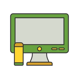Desktop Computer Monitor with External Peripheral UI Icon icon