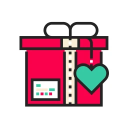 Gift Box With Heart Tag Present Celebration Vector Icon icon