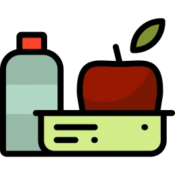 Healthy Lunchbox with Apple and Water Bottle UI Icon icon