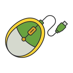 Modern Wired Computer Mouse Peripheral for Digital Interface Navigation icon