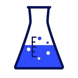 Organic Organism SVG, Chemistry Erlenmeyer Flask with Blue Liquid and Bubbles UI Icon icon