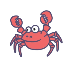 Playful Cartoon Crab Icon with Claws and Big Eyes for Marine Themes icon