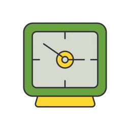 Square Alarm Clock Time Management Vector Interface Icon icon