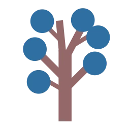 Stylized Fruit Tree with Blue Orbs Icon for Nature and Organic Concepts icon