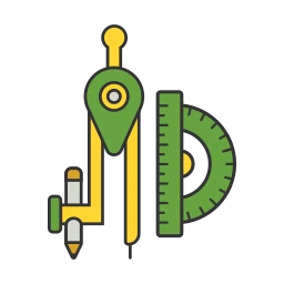 Technical Geometry Drawing Compass and Protractor Education Vector Icon icon