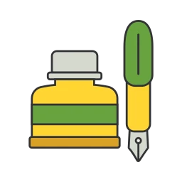 Vintage Inkwell and Fountain Pen Creative Writing Icon icon